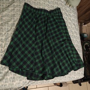 Green and Black Plaid Skirt